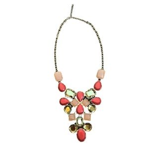 Orange and gold tone statement necklace